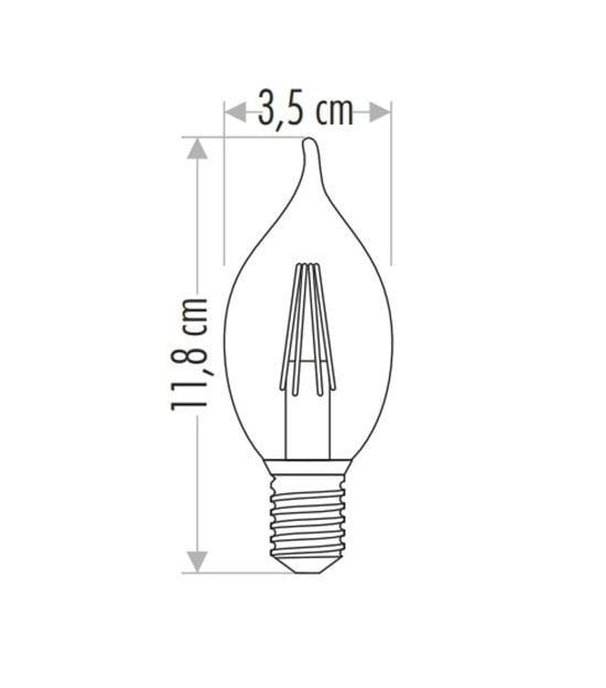  Cata 4W Şeffah Led Filament Kıvrık Buji Ampul CT-4062
