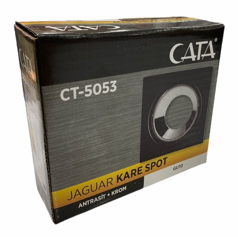 Cata CT-5053 Gu10 Siyah-Platin Jaguar Kare Spot Kasası
