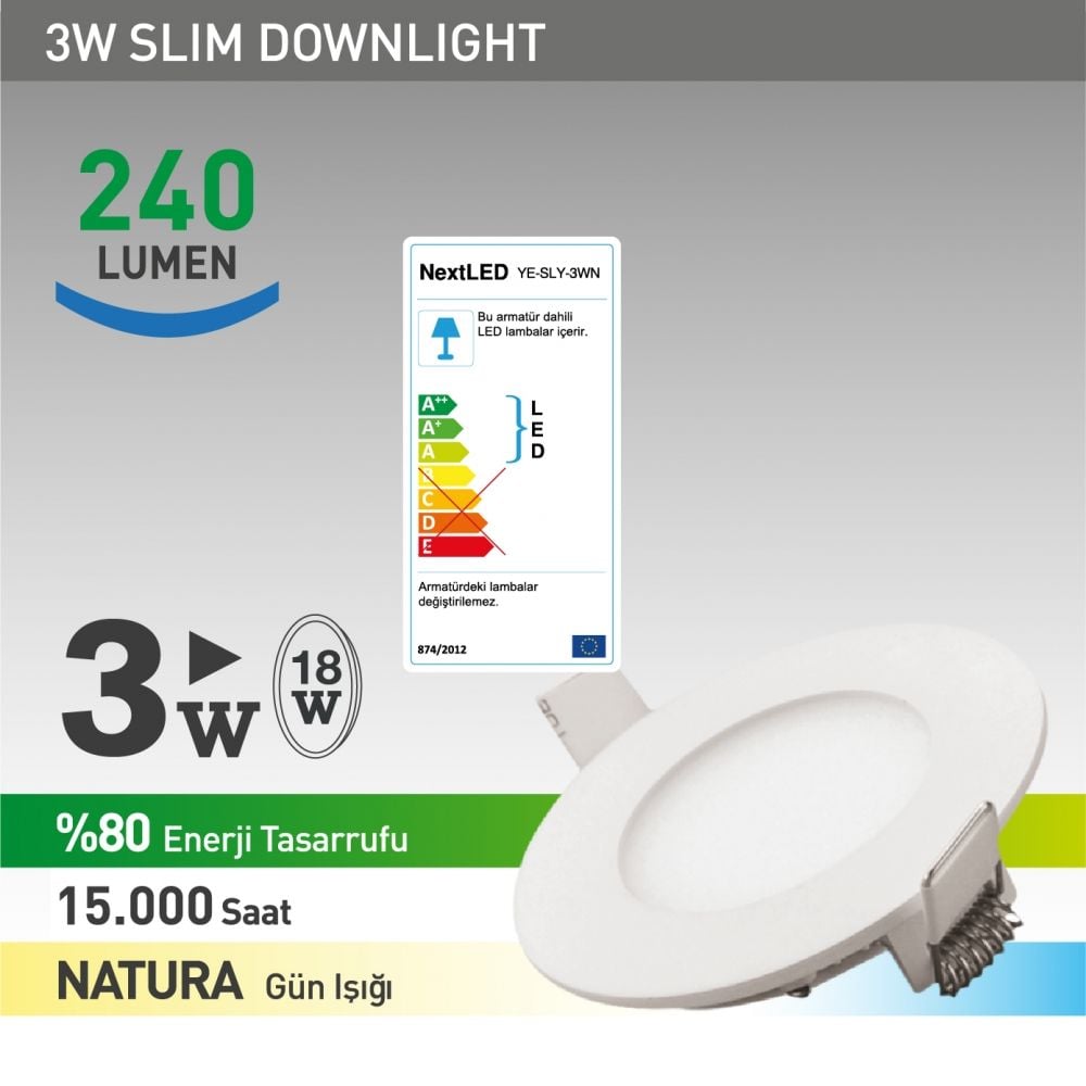 Next-NextStar 3W-Sly Natural Led Slım Armatur