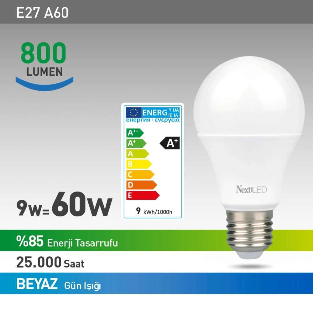 Next-NextStar 9W-E27Rl Beyaz Led Ampul