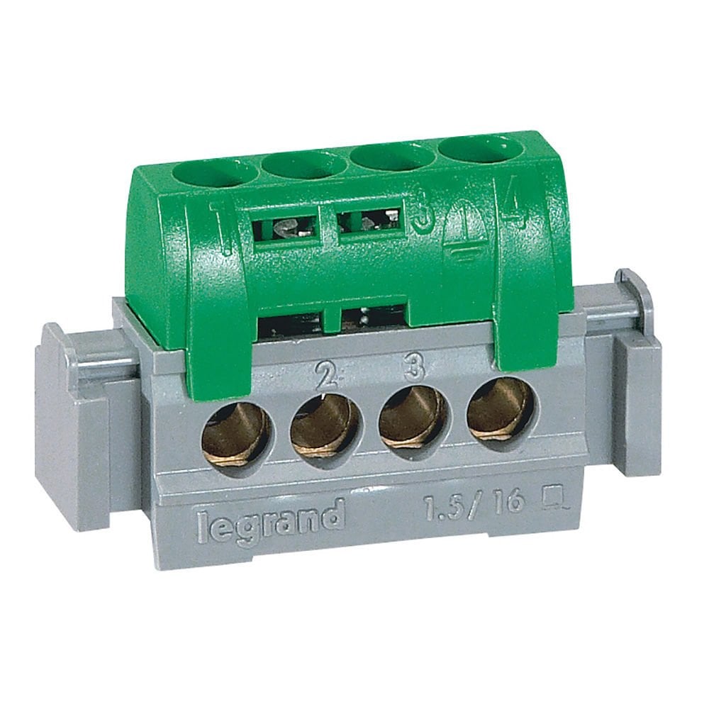 Legrand Pano tipi izoleli raya montaj toprak klemensi U:47mm kapasite 4x1,5 ila 16mm2 LEG-004830