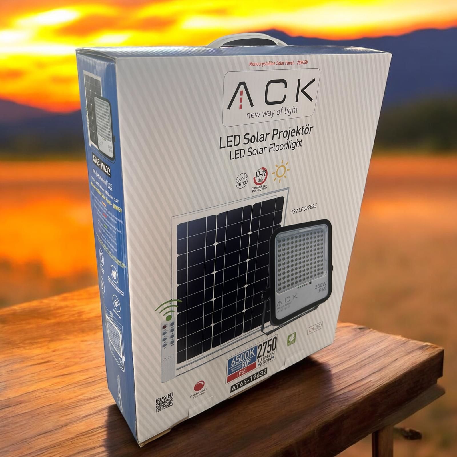 ACK 250W Lensli Solar Led Projektör 6500K Ip65 AT65-19632