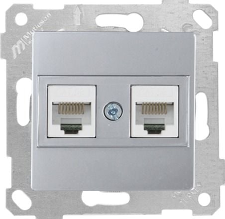 Mutlusan Rita Mek Tuş Data Prizi 2*Rj45 Cat5E İnox - 2200 138 0182