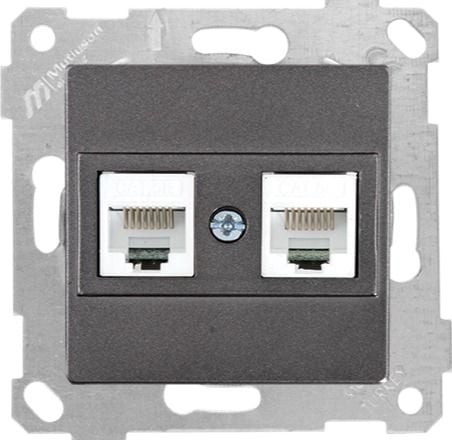 Mutlusan Rita Mek Tuş Data Prizi 2*Rj45 Cat5E Füme - 2200 138 0195