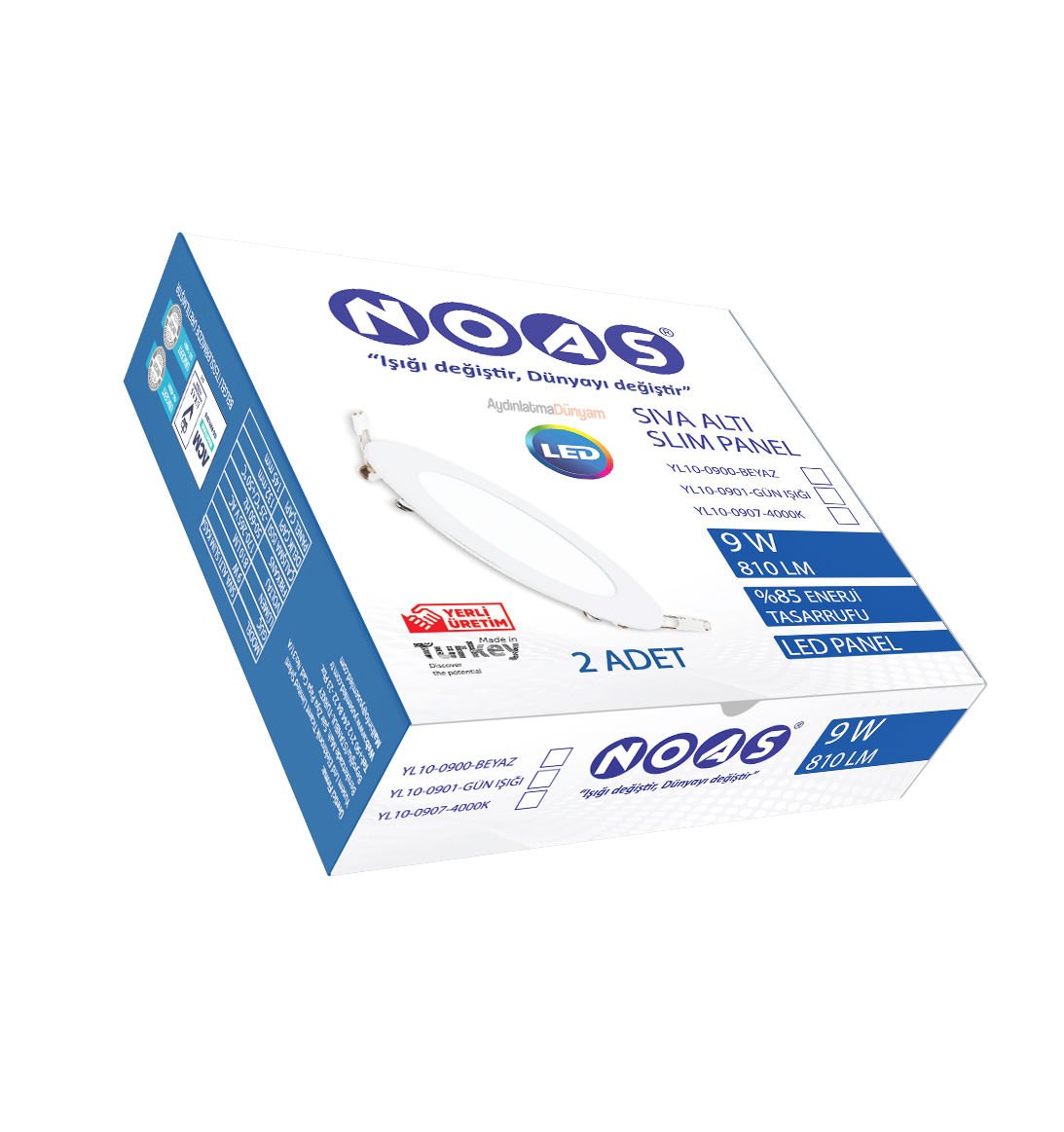 Noas 9W Sıva Altı Slim Led Panel 2 Adet Günışığı YL10-0901