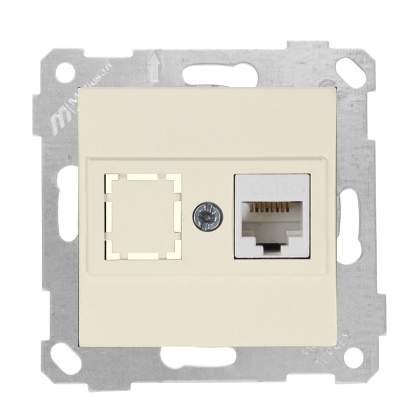Mutlusan Rita Mek Tuş Data Prizi 1*Rj45 Cat6 Krem - 2200 140 0102