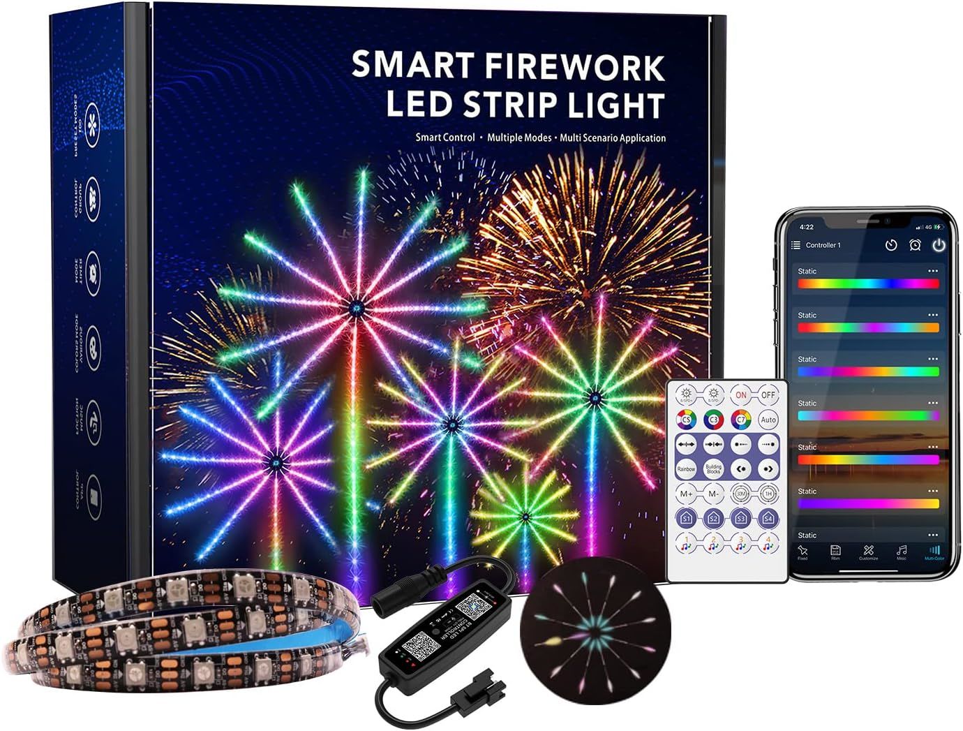 Havai Fişek Pixel Şerit Led Telefon + Müzik Kontrol