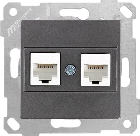 Mutlusan Rita Mek Tuş Data Prizi 2*Rj45 Cat6 Füme - 2200 141 0195