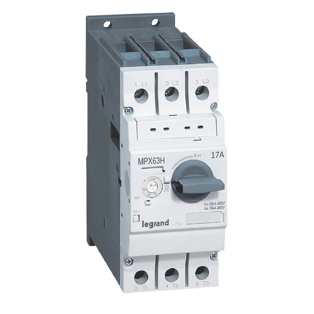 Legrand MPX³ 63H çevirmeli anahtarlı tip motor koruma şalteri In:17A termik 11 ile 17A LEG-417362
