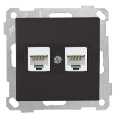 Mutlusan Mek+Tuş Data Prizi 2*Rj45 Cat5E Siyah - 2100 138 0184