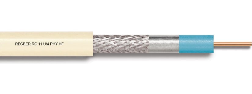 Reçber RG 11 U/4 PHY-HF Class B Cu/Al Euro-Class Dca 75 Ohm Fiziksel Köpüklü HF Kılıflı Koaksiyel Kablo