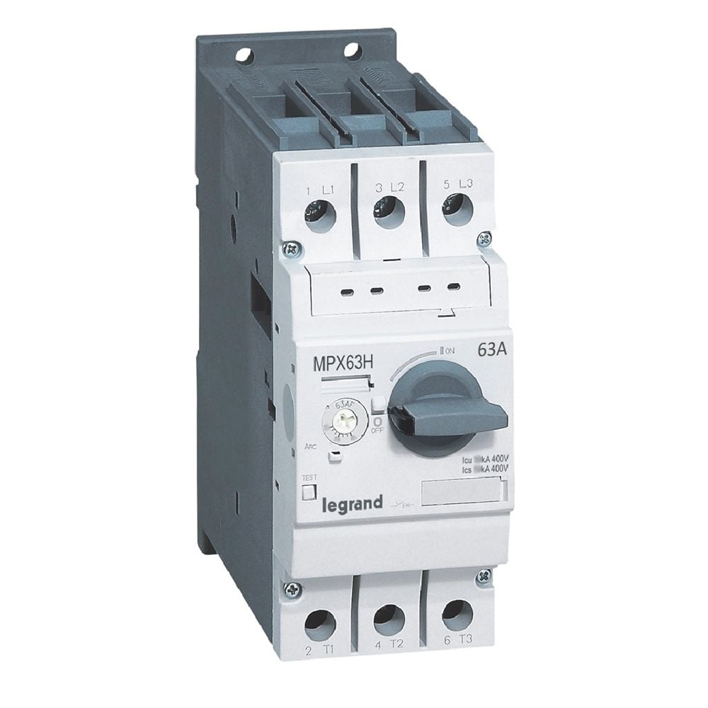 Legrand MPX³ 63H çevirmeli anahtarlı tip motor koruma şalteri In:63A termik 45 ile 63A LEG-417368