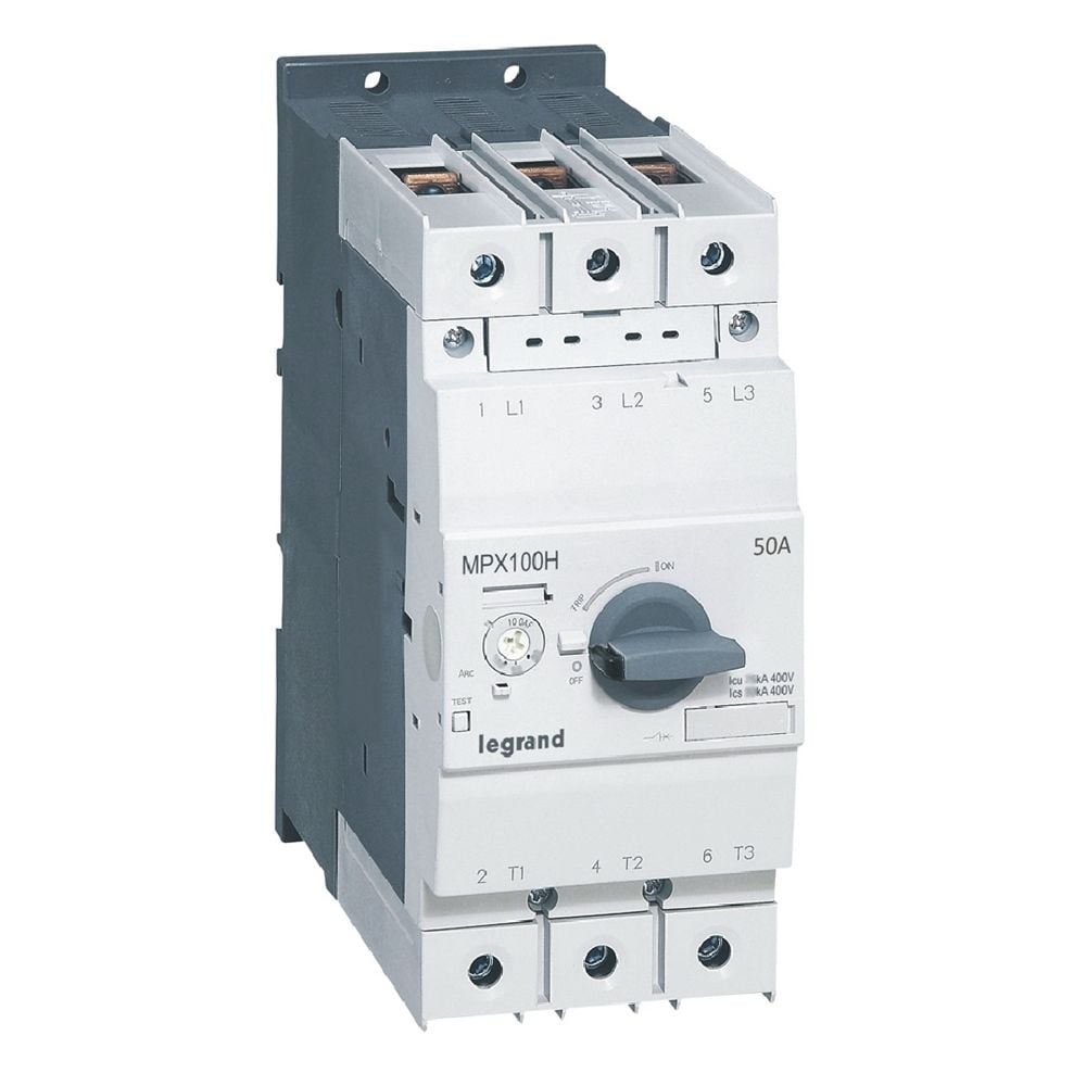 Legrand MPX³ 100H çevirmeli anahtarlı tip motor koruma şalteri In:50A termik 34 ile 50A LEG-417375