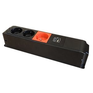 Çetinkaya Pano 55x420x50 Alüminyum Priz Bloklari 14 Modül Siyah Renkli P10 14 02