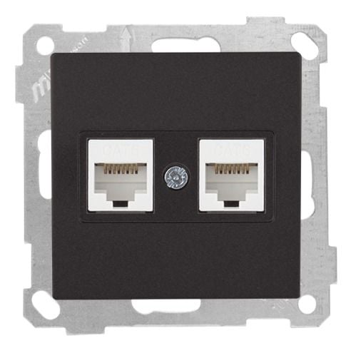 Mutlusan Mek+Tuş Data Prizi 2*Rj45 Cat6 Siyah - 2100 141 0184