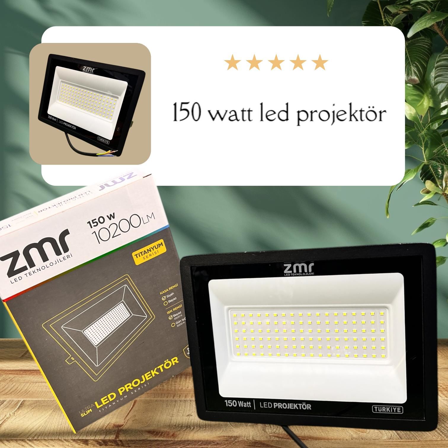 ZMR 150W Ultra Slim Led Projektör 6500K Beyaz