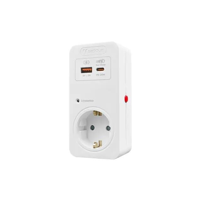 Seldur USB Hizli Sarjli, Sok ve Akim Korumali Fis-Priz (720J), ÇK, Beyaz E1TH33B