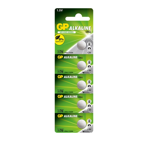 GP 5'li LR44 Alkalin Düğme Pil (GPA76-C5)