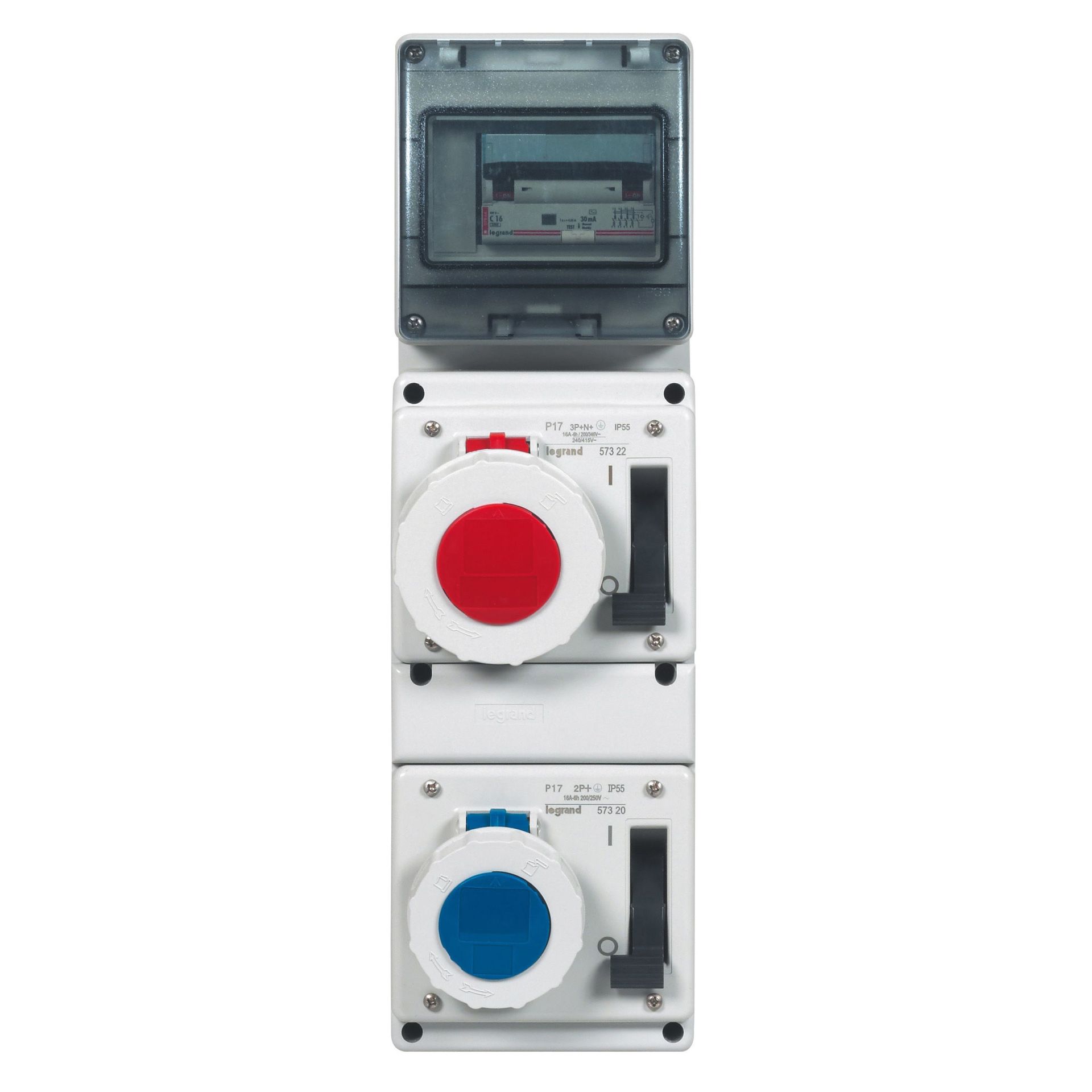 Legrand P17 end. tip mandallı 0-1 konumlu kilitlenebilir priz 200/250V 16A 2P+T IP55 LEG-057320