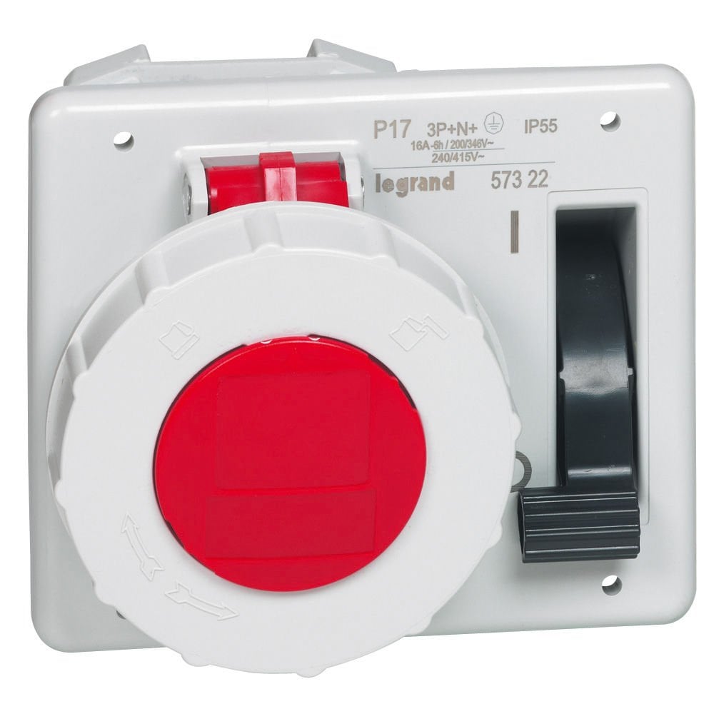 Legrand P17 end. tip mandallı 0-1 konumlu kilitlenebilir priz 380/415V 16A 3P+N+T IP55 LEG-057322