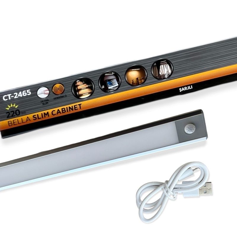 Cata 20 Watt Ledli Bella Cabinet Usb Şarjlı Sensörlü Armatür CT-2465 Günışığı