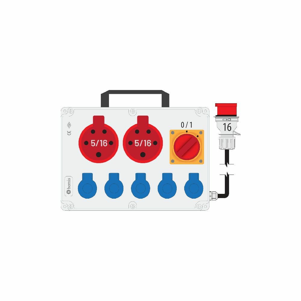 Bemis 5/16 380V Ip44 2 Adet 1/16A 220V Ip44 5 Adet Prizli Salterli Kulplu 5/16A Fisli Powerbox Ip44 Bkp78226-5008