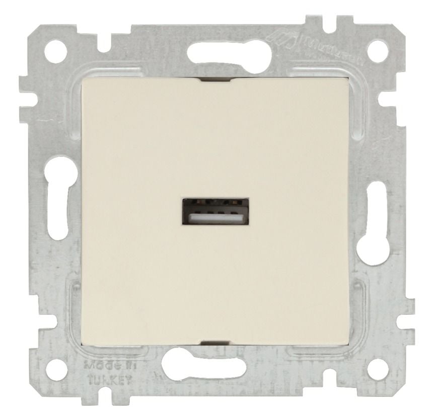 Mutlusan Rita Mek Tuş Tekli Usb Şarj Prizi Krem - 2200 448 0102
