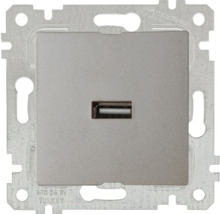 Mutlusan Rita Mek Tuş Tekli Usb Şarj Prizi Titanyum - 2200 448 0183