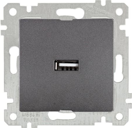 Mutlusan Rita Mek Tuş Tekli Usb Şarj Prizi Füme - 2200 448 0195