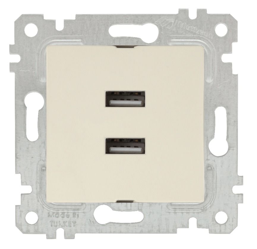 Mutlusan Rita Mek Tuş İkili Usb Şarj Prizi Krem - 2200 449 0102