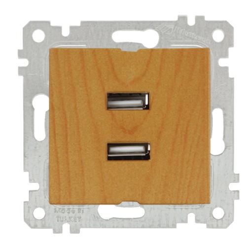 Mutlusan Rita Mek Tuş İkili Usb Şarj Prizi Meşe - 2200 449 0158