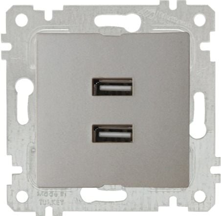 Mutlusan Rita Mek Tuş İkili Usb Şarj Prizi Titanyum - 2200 449 0183