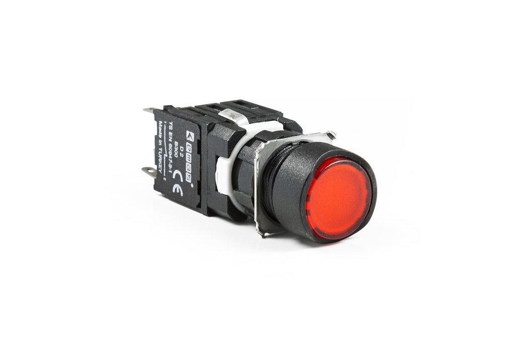 Emas D Yuvarlak Buton Kırmızı 1Nc - D200YDK