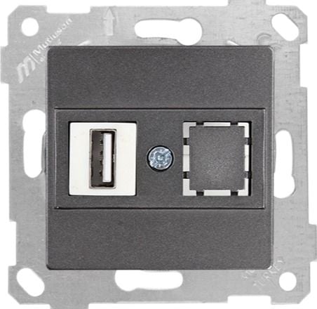 Mutlusan Rita Mek Tuş Data Prizi 1*Usb Füme - 2200 455 0195