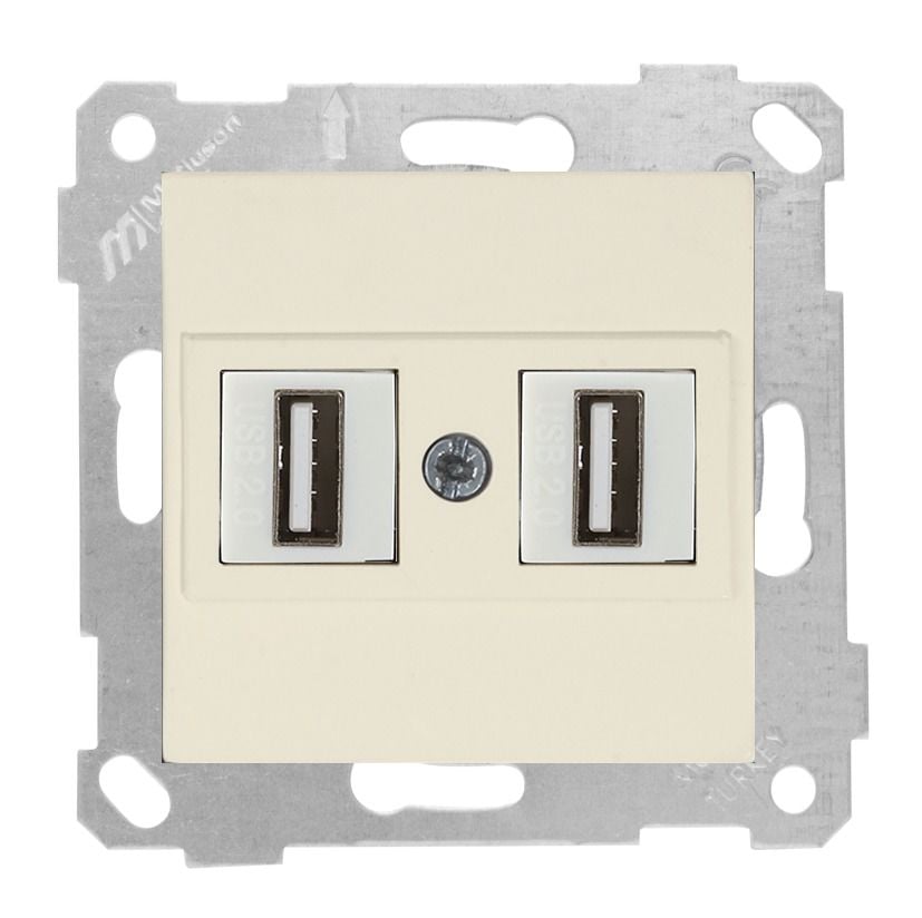 Mutlusan Rita Mek Tuş Data Prizi 2*Usb Krem - 2200 456 0102
