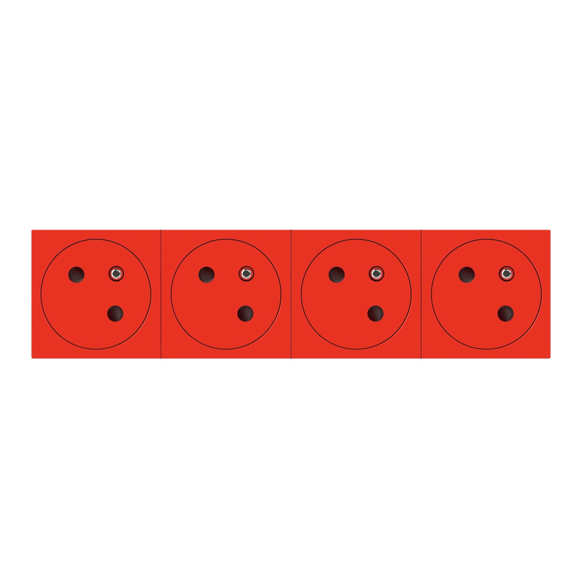 Legrand Dörtlü Düz Yüzey UPS Priz, 45°, Ç.k, Otomatik, 16A, 250V~, 8M, Kırmızı LEG-077174L