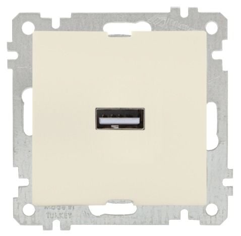 Mutlusan Mek+Tuş Tekli Usb Şarj Prizi Krem - 2100 448 0102