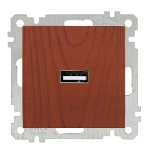 Mutlusan Mek+Tuş Tekli Usb Şarj Prizi Kiraz - 2100 448 0156