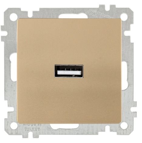 Mutlusan Mek+Tuş Tekli Usb Şarj Prizi Antik Altın - 2100 448 0180