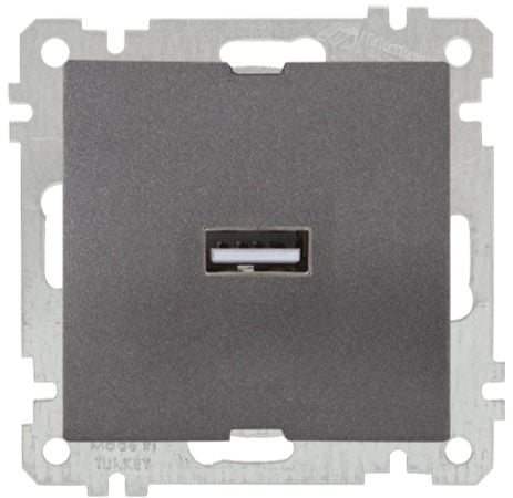 Mutlusan Mek+Tuş Tekli Usb Şarj Prizi Füme - 2100 448 0195