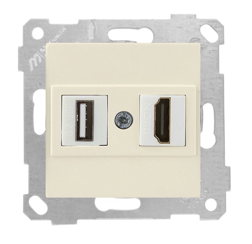 Mutlusan Rita Mek Tuş Data Prizi 1*Usb/1*Hdmı Krem - 2200 459 0102