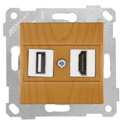 Mutlusan Rita Mek Tuş Data Prizi 1*Usb/1*Hdmı Meşe - 2200 459 0158