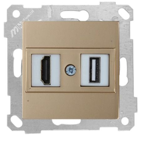 Mutlusan Rita Mek Tuş Data Prizi 1*Usb/1*Hdmı A. Altın - 2200 459 0180
