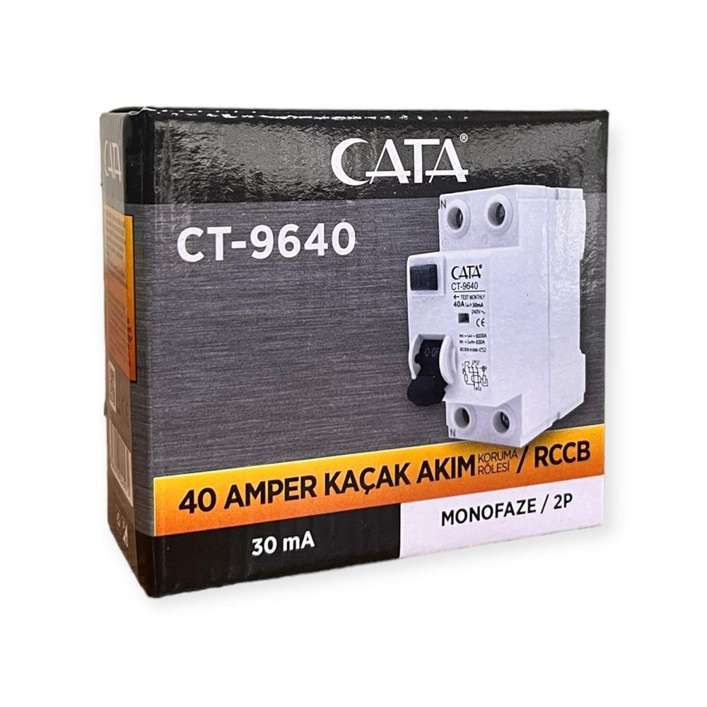 Cata Monofaze Kaçak Akım Rölesi 1X40A 30mA Ct-9640