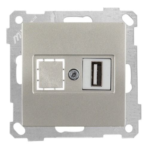 Mutlusan Mek+Tuş Data Prizi 1*Usb Titanyum - 2100 455 0183