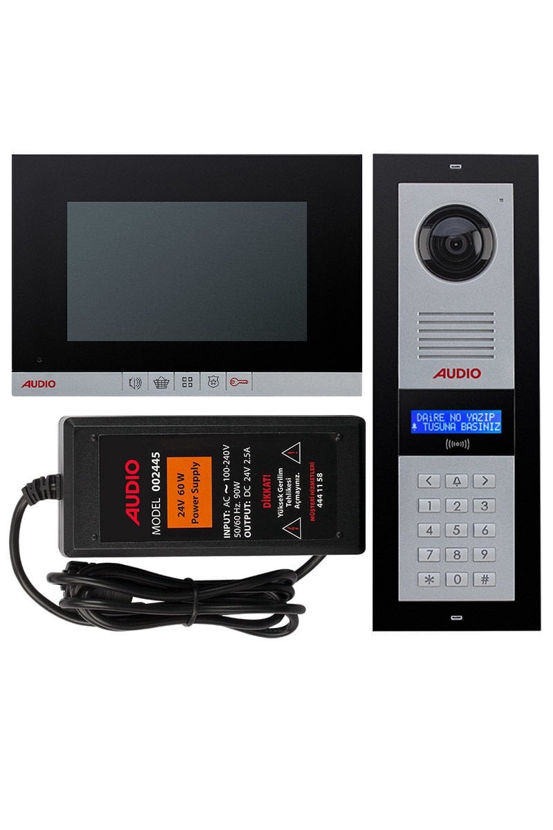 Audio 001189MBP 7 inç 57 Daire Mekanik Buton Panelli Görüntülü Diafon Paketi