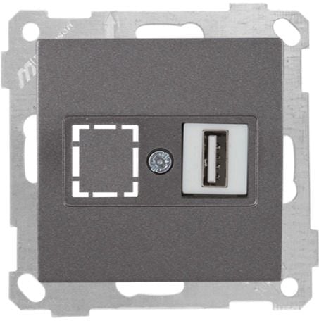 Mutlusan Mek+Tuş Data Prizi 1*Usb Füme - 2100 455 0195