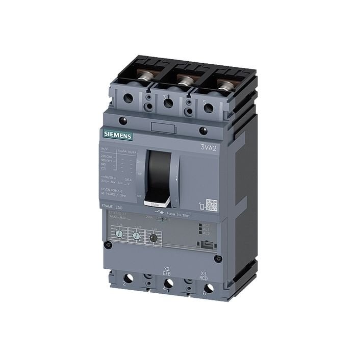 Siemens Sentron Serisi Kompakt Tip Güç Şalteri;3Va22,85Ka,250 A,Etu320, Li Korumali,3 Kutuplu 3VA2225-6HL32-0AA0