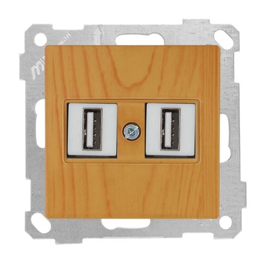Mutlusan Mek+Tuş Data Prizi 2*Usb Meşe - 2100 456 0158