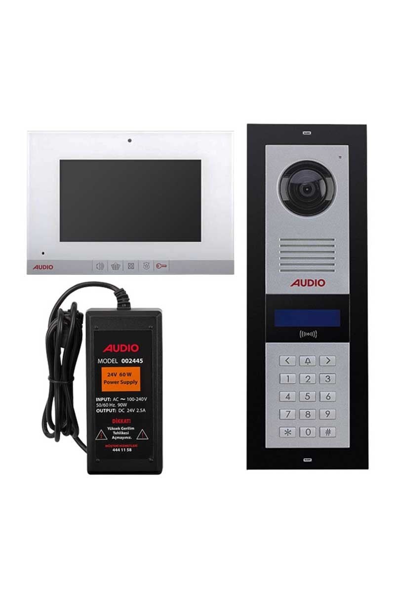 Audio 001188MBP 7 inç 54 Daire Mekanik Buton Panelli Görüntülü Diafon Paketi